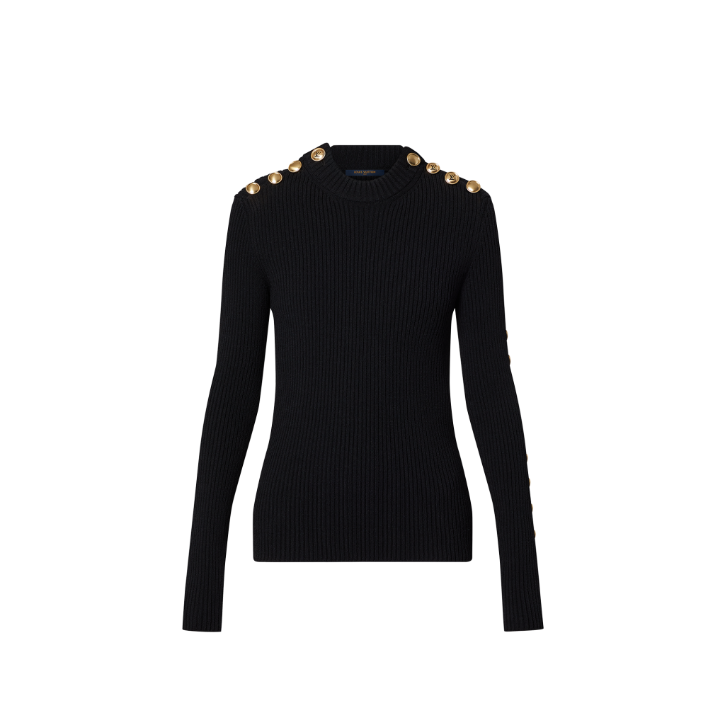 Louis Vuitton Button detail ribbed knit pullover